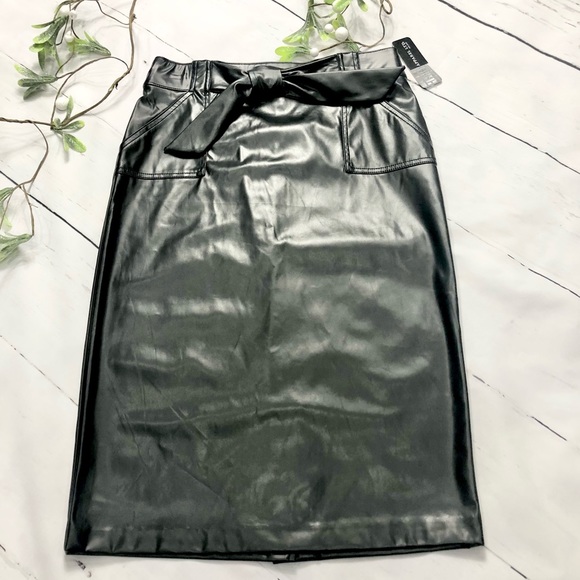 Dresses & Skirts - Black faux leather below knee skirt